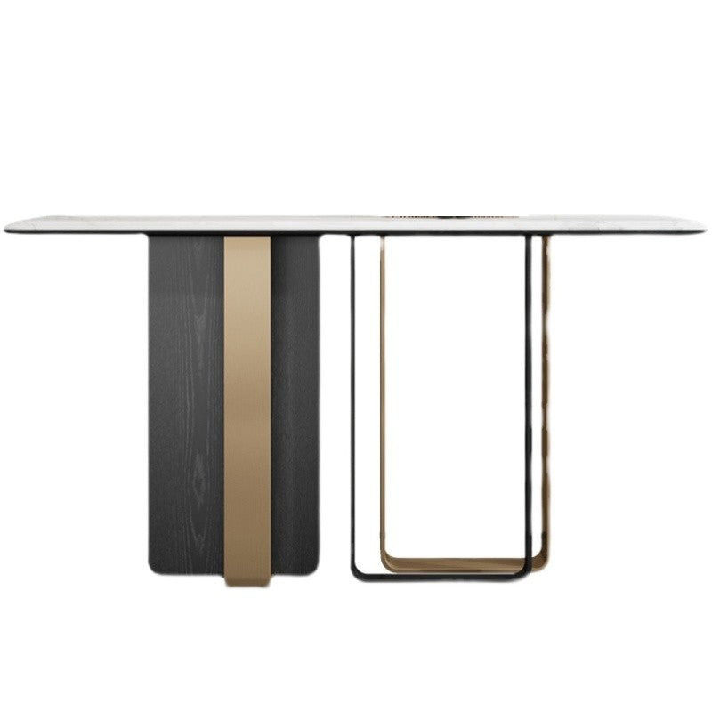16 Inch Wide Glam Accent Table Rectangle Stone Console Table for Hall