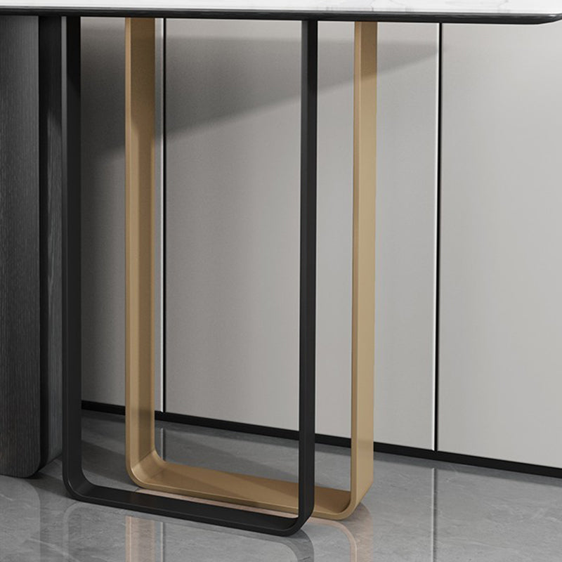 16 Inch Wide Glam Accent Table Rectangle Stone Console Table for Hall