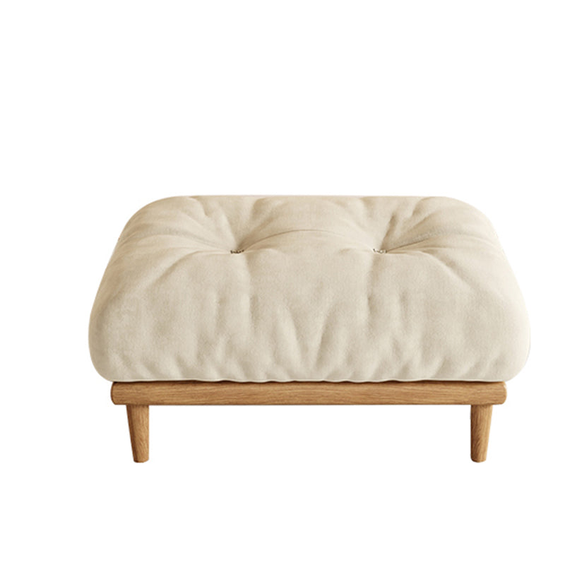 Cream Tufted Armless Sofa Wooden Frame Settee in Ash with Footrest