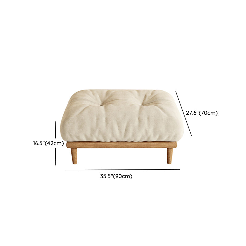 Cream Tufted Armless Sofa Wooden Frame Settee in Ash with Footrest