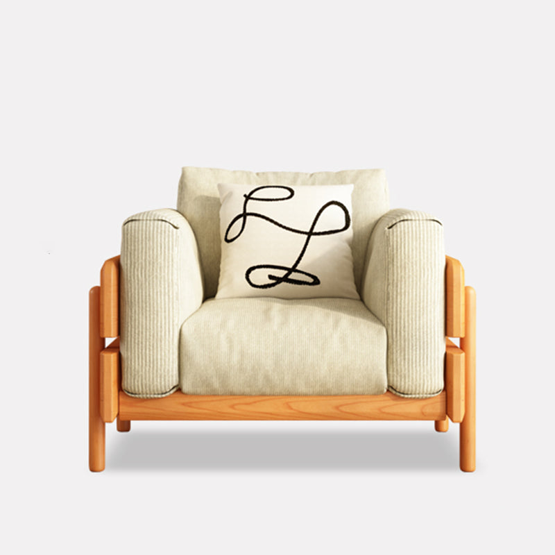 Solid Wood Square Arm Sofa Slipcovered Corduroy Cushions Sofa
