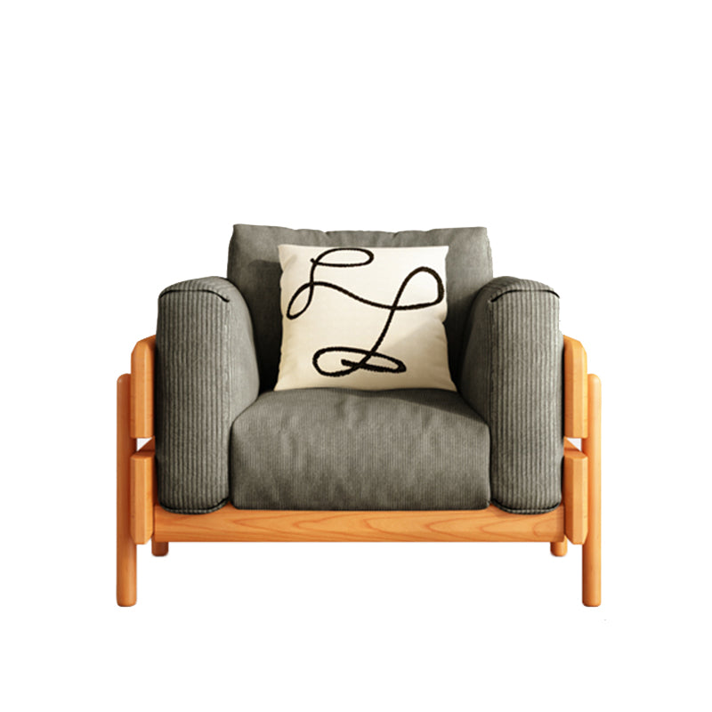 Solid Wood Square Arm Sofa Slipcovered Corduroy Cushions Sofa