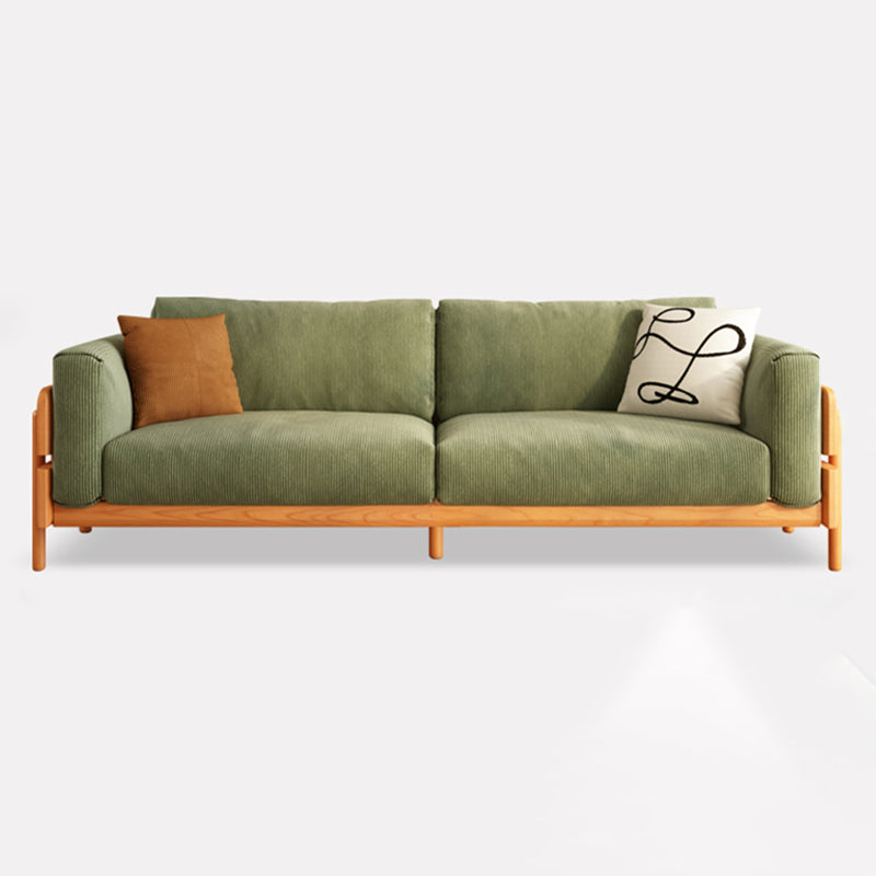 Solid Wood Square Arm Sofa Slipcovered Corduroy Cushions Sofa