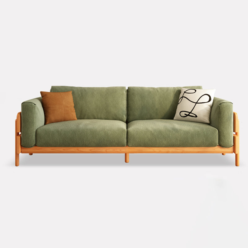 Solid Wood Square Arm Sofa Slipcovered Corduroy Cushions Sofa