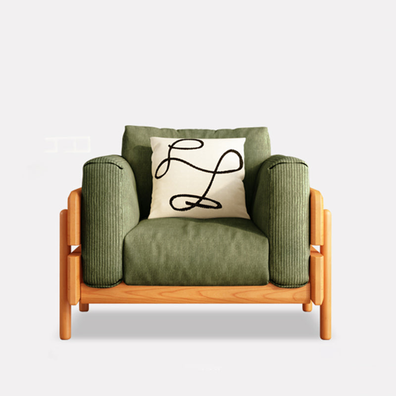 Solid Wood Square Arm Sofa Slipcovered Corduroy Cushions Sofa
