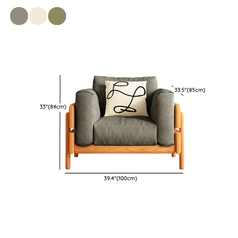 Solid Wood Square Arm Sofa Slipcovered Corduroy Cushions Sofa