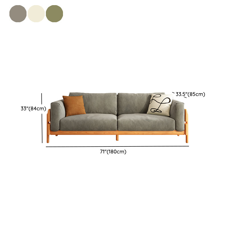 Solid Wood Square Arm Sofa Slipcovered Corduroy Cushions Sofa
