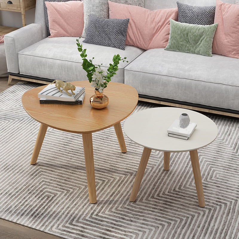 Solid Wood 3 Legs Coffee Table Set Modern Geometric Cocktail Table