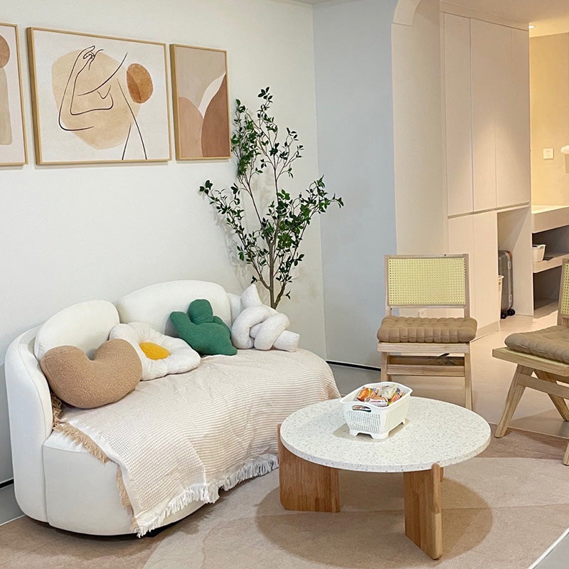 3 Legs Coffee Table Contemporary Round Stone Coffee or End Table