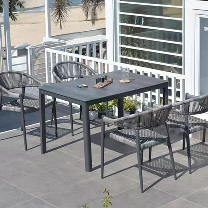 Industrial Black Dining Table Set 1/5/7 Pcs Stone Patio Dining Table Set