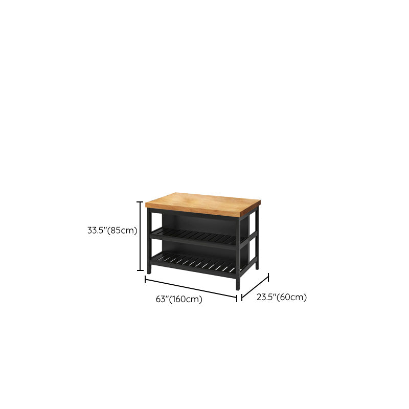 Home Dining Kitchen Island Table Modern Wooden Rectangular Prep Table