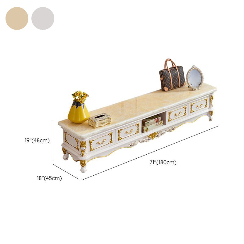 Glam TV Media Stand Open Storage TV Media Console with Drawers