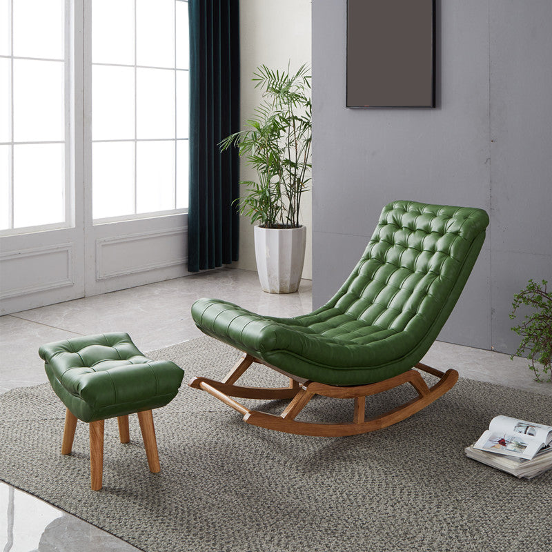 Indoor Leisure Chaise Chair Modern Wooden Upholstered Rocking Chair