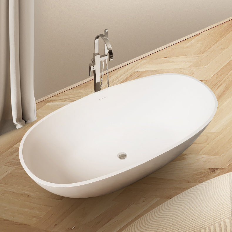 Modern Style Stone Bathtub White Detached Oval Bathtub for Bathroom