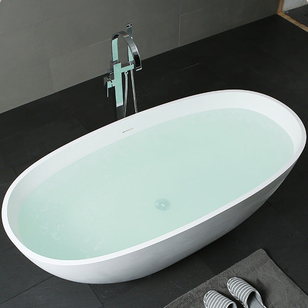 Modern Style Stone Bathtub White Detached Oval Bathtub for Bathroom