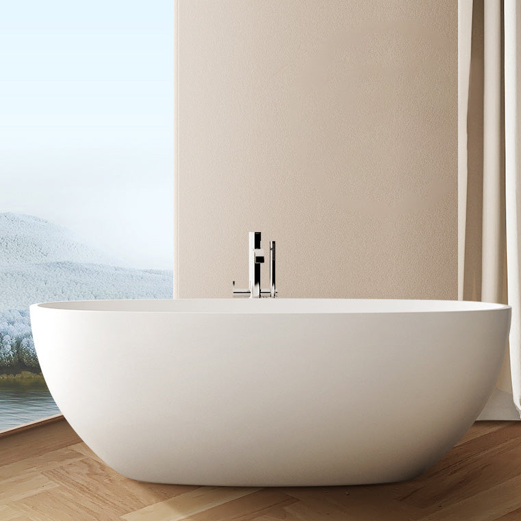 Modern Style Stone Bathtub White Detached Oval Bathtub for Bathroom