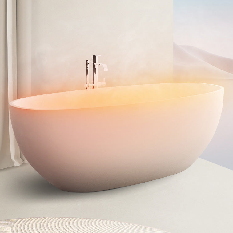 Modern Style Stone Bathtub White Detached Oval Bathtub for Bathroom