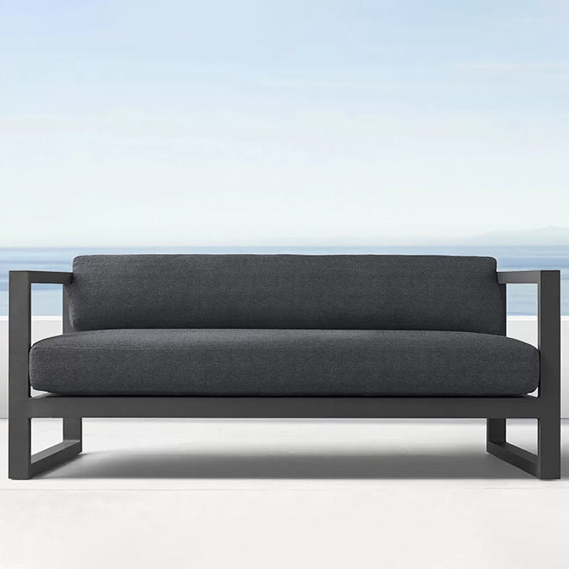 Modern & Contemporary Outdoor Loveseat Fabric Cushion Black Gray Water Resistant