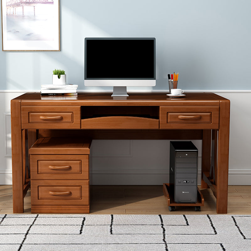 Contemporary Rubber Wood Office Desk Rectangular Writing Desk for Home