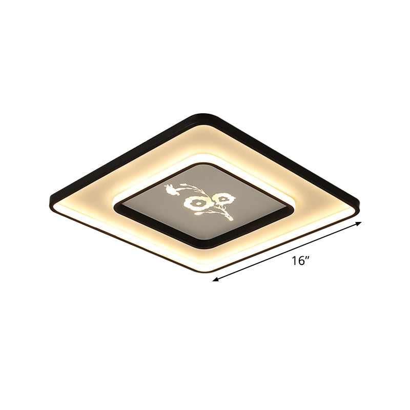 Quadratische/rechteckige Deckenleuchte, moderne schwarze LED-Einbauleuchte aus Acryl in weißem/warmem Licht, 16"/19,5"/35,5" lang