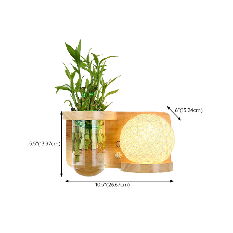 1-Light Wall Lamp Modern Wooden Shade Wall Lighting Fixtures without Plants