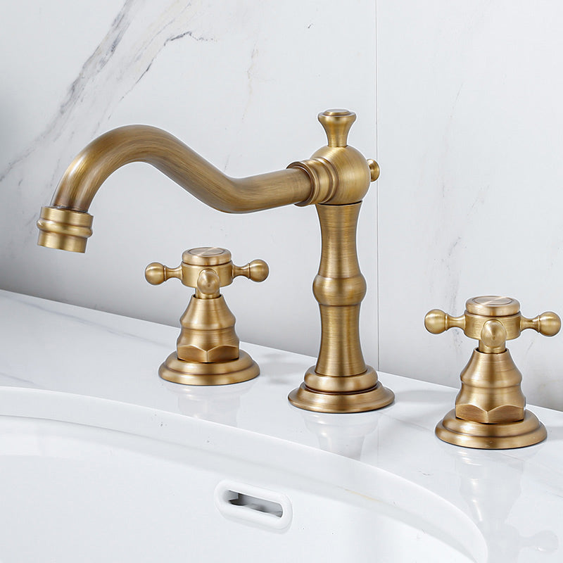 Industrial Wide Spread Bathroom Faucet 2 Cross Handles Lavatory Faucet