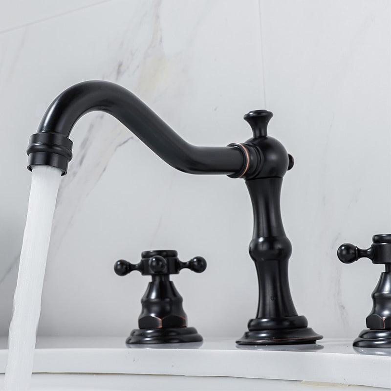 Industrial Wide Spread Bathroom Faucet 2 Cross Handles Lavatory Faucet