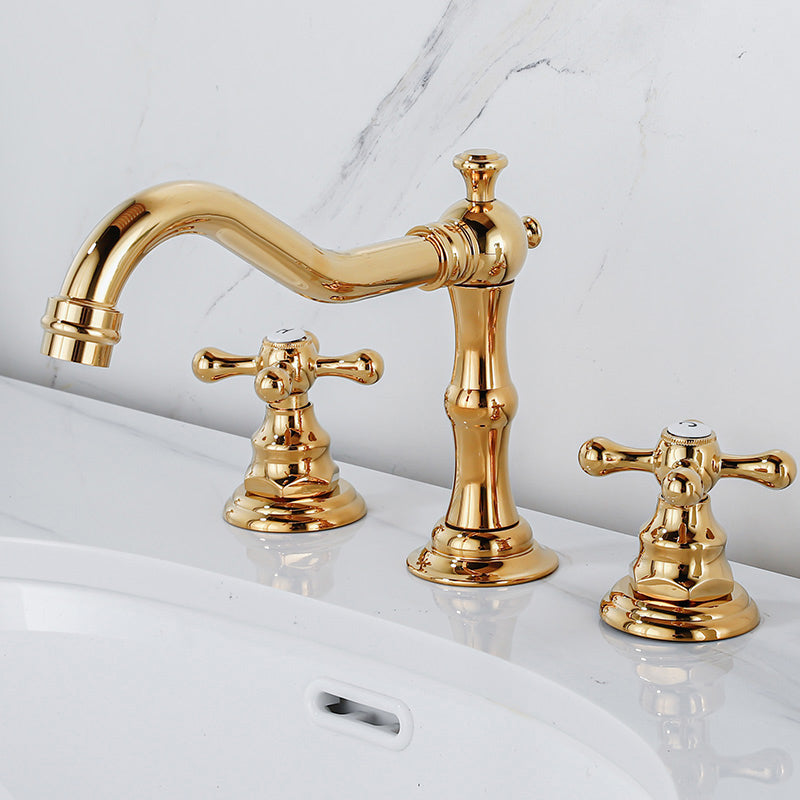 Industrial Wide Spread Bathroom Faucet 2 Cross Handles Lavatory Faucet