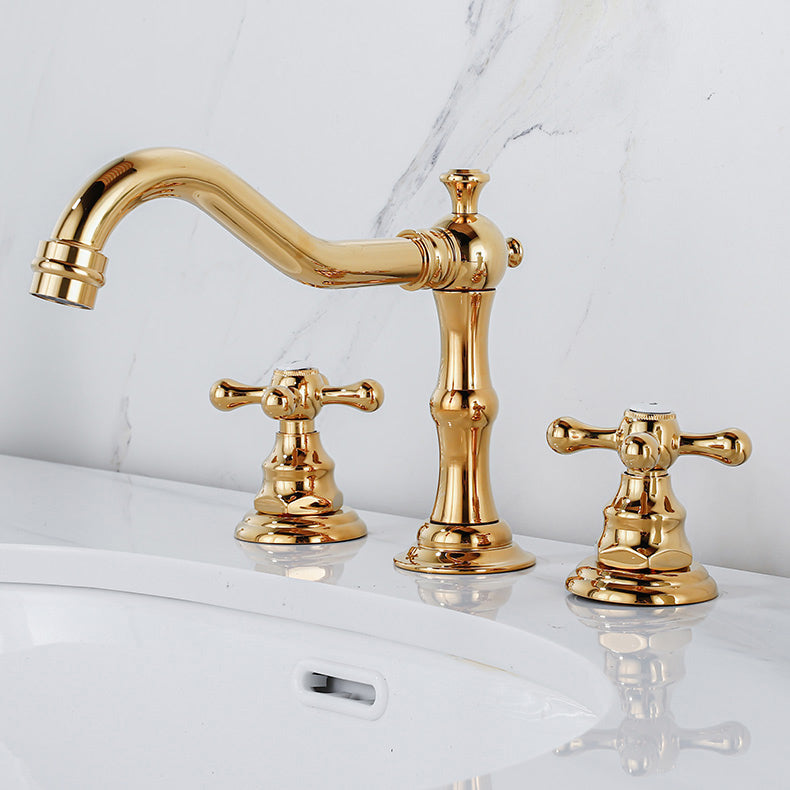 Industrial Wide Spread Bathroom Faucet 2 Cross Handles Lavatory Faucet