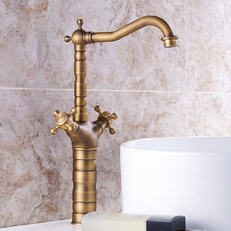 Industrial Wide Spread Bathroom Faucet Cross Handles Lavatory Faucet