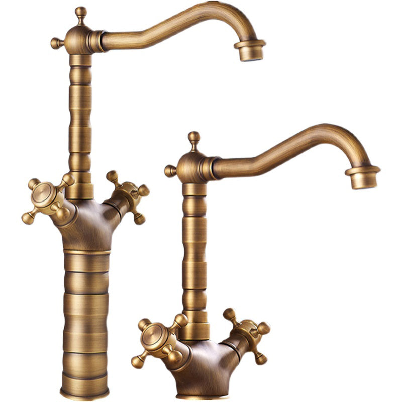 Industrial Wide Spread Bathroom Faucet Cross Handles Lavatory Faucet