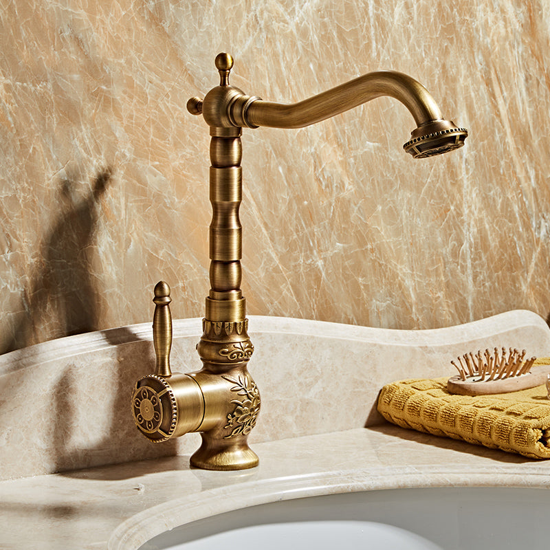 Brass Traditional Wide Spread Bathroom Faucet Lever Lavatory Faucet