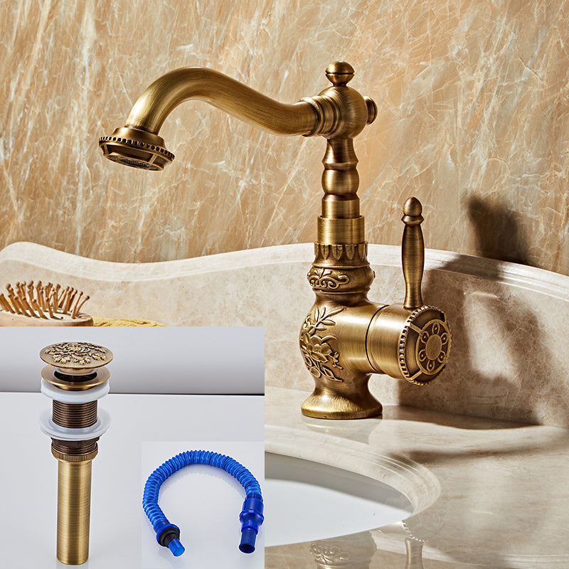 Brass Traditional Wide Spread Bathroom Faucet Lever Lavatory Faucet