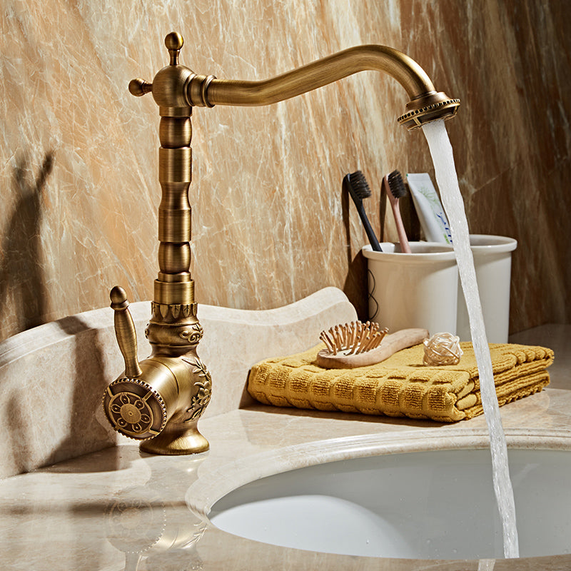 Brass Traditional Wide Spread Bathroom Faucet Lever Lavatory Faucet