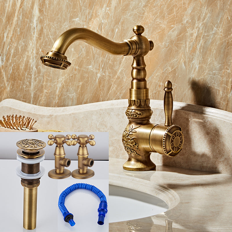 Brass Traditional Wide Spread Bathroom Faucet Lever Lavatory Faucet