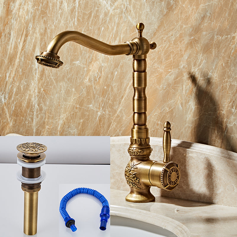 Brass Traditional Wide Spread Bathroom Faucet Lever Lavatory Faucet