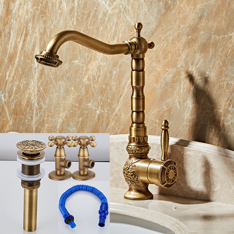 Brass Traditional Wide Spread Bathroom Faucet Lever Lavatory Faucet