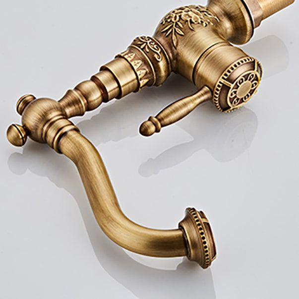 Brass Traditional Wide Spread Bathroom Faucet Lever Lavatory Faucet