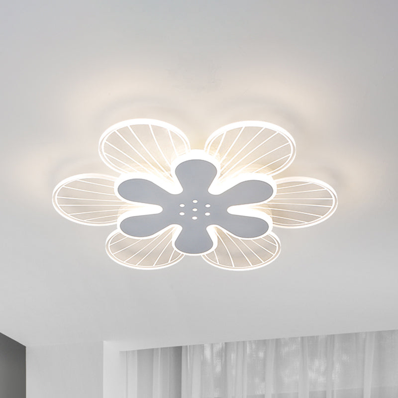 Weiße Blume Flush Leuchte Zeitgenössisch 16.5 "/20.5" Weiss LED Acryl Unterputz Lampe in Weiß/Warm Licht