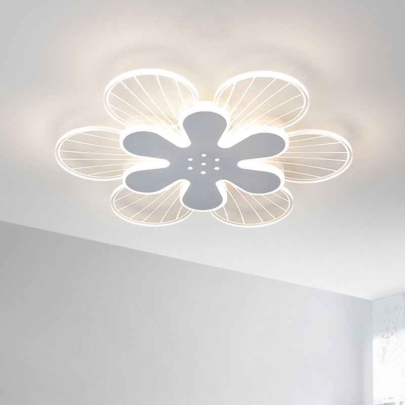 Weiße Blume Flush Leuchte Zeitgenössisch 16.5 "/20.5" Weiss LED Acryl Unterputz Lampe in Weiß/Warm Licht