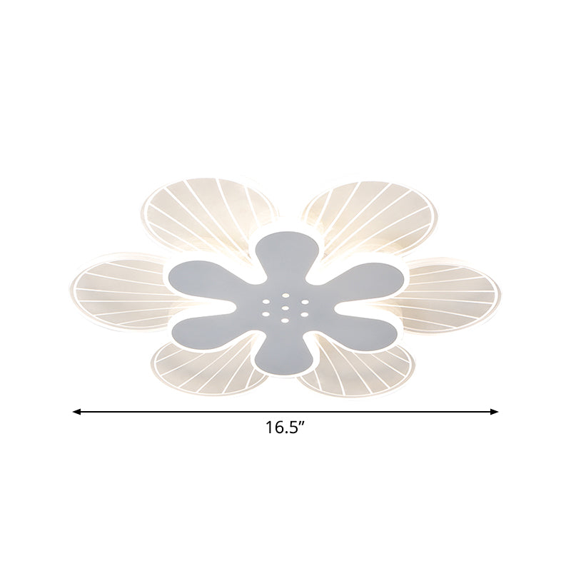 Weiße Blume Flush Leuchte Zeitgenössisch 16.5 "/20.5" Weiss LED Acryl Unterputz Lampe in Weiß/Warm Licht