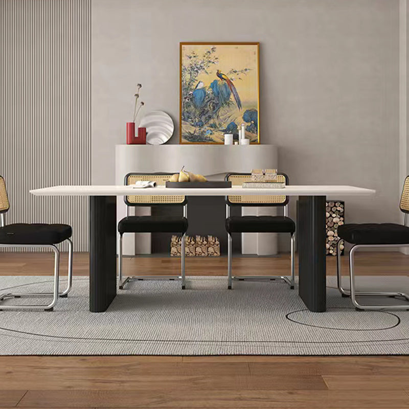 Rectangle Dining Table with Black Frame Modern Dinette Table for Kitchen