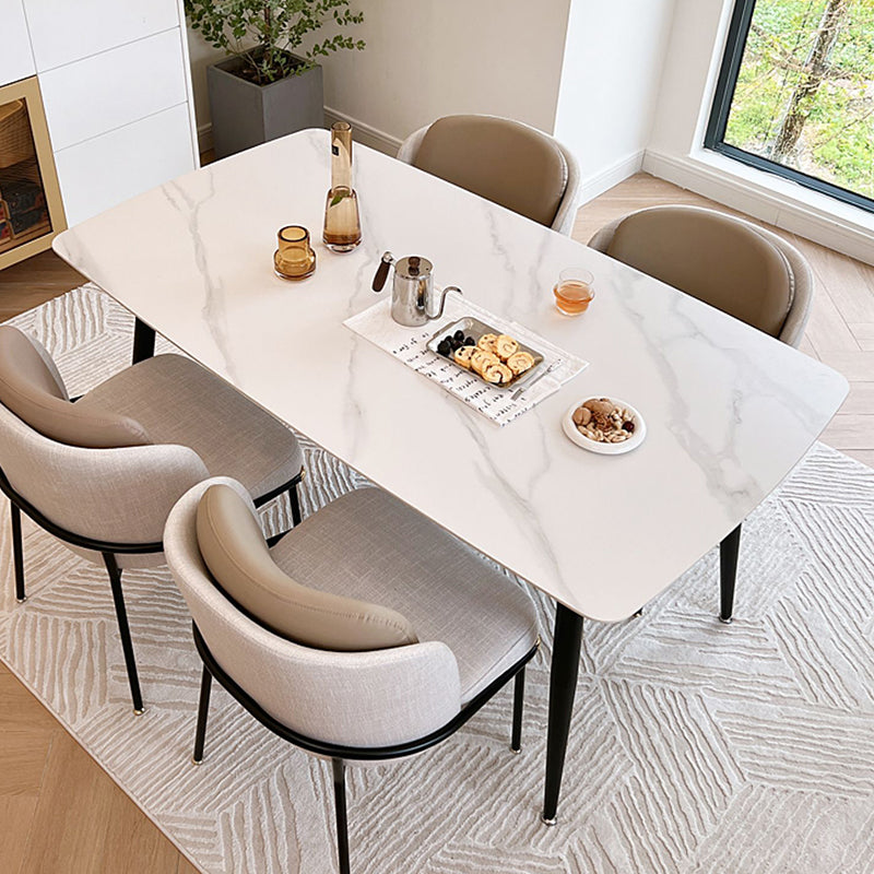 4 Legs Dining Table White Sintered Stone Dining Table for Kitchen