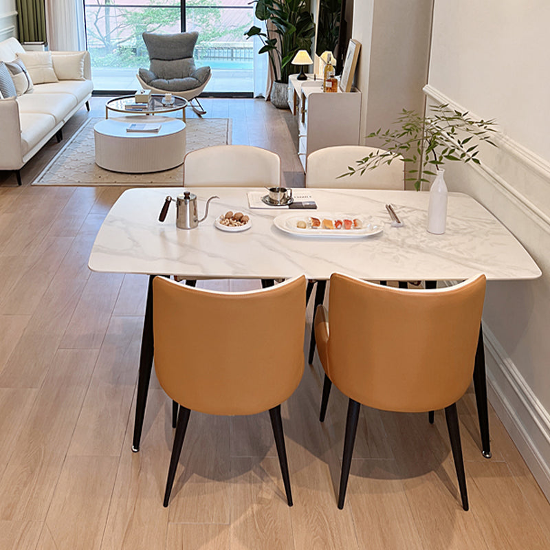 4 Legs Dining Table White Sintered Stone Dining Table for Kitchen