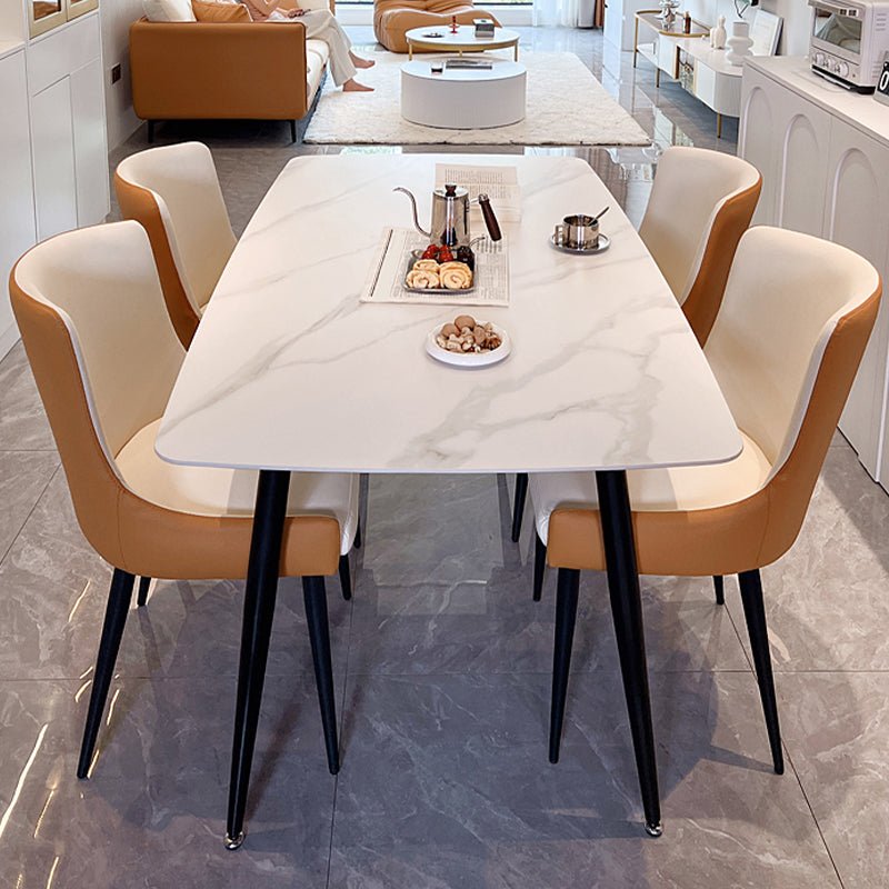 4 Legs Dining Table White Sintered Stone Dining Table for Kitchen