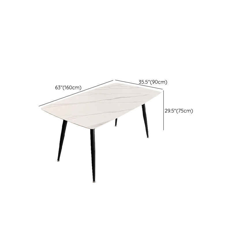 4 Legs Dining Table White Sintered Stone Dining Table for Kitchen