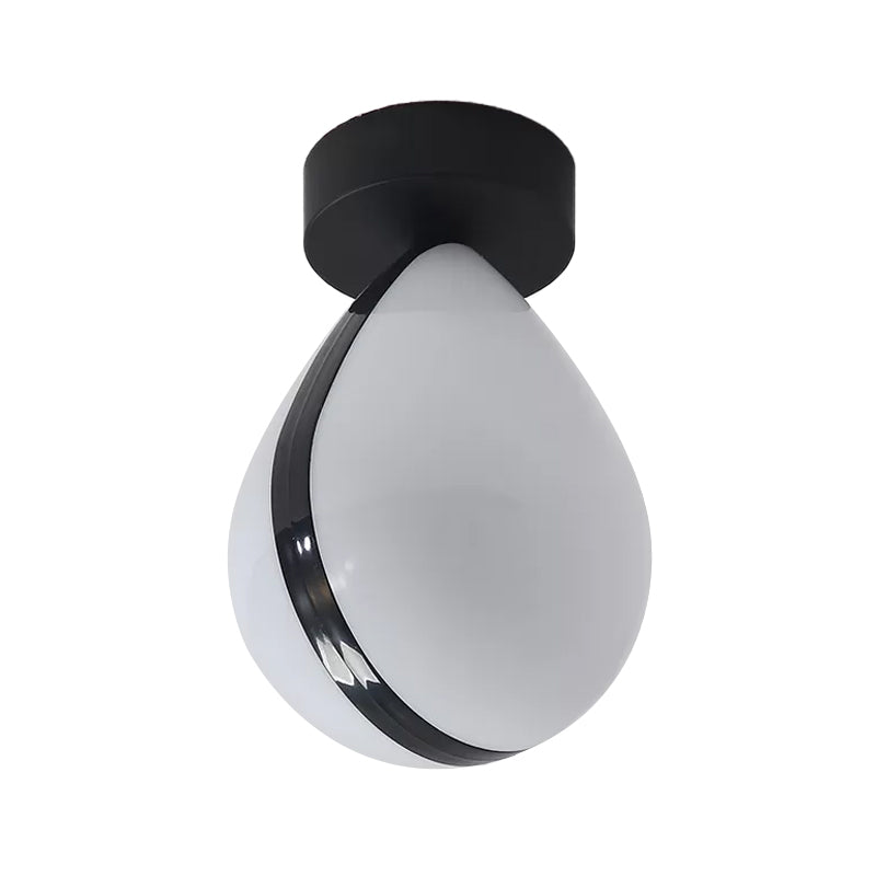 Waterdrop Acrylic Flush Light Fixture Simple LED White-Black Flush Mount Ceiling Lamp in Warm/White Light for Corridor