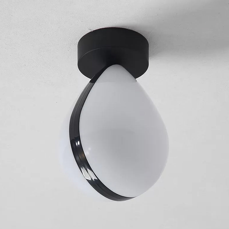 Waterdrop Acrylic Flush Light Fixture Simple LED White-Black Flush Mount Ceiling Lamp in Warm/White Light for Corridor