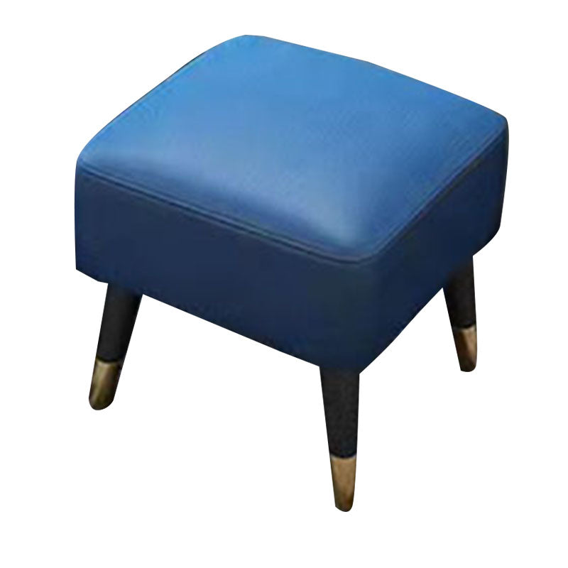 Square Glam Ottoman Water Resistant Pure Color Genuine Leather Cube Ottoman