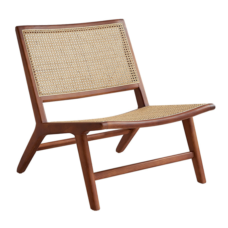 Solid Wood Armless Chair Woven Back Lounge Chair for Living Room